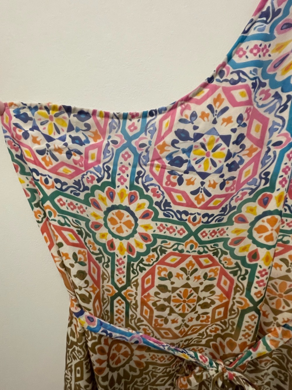 charlie jade One-Shoulder Tile Print Dress in Pink, Blue, Green, Orange, Brown - Picture 2 of 6